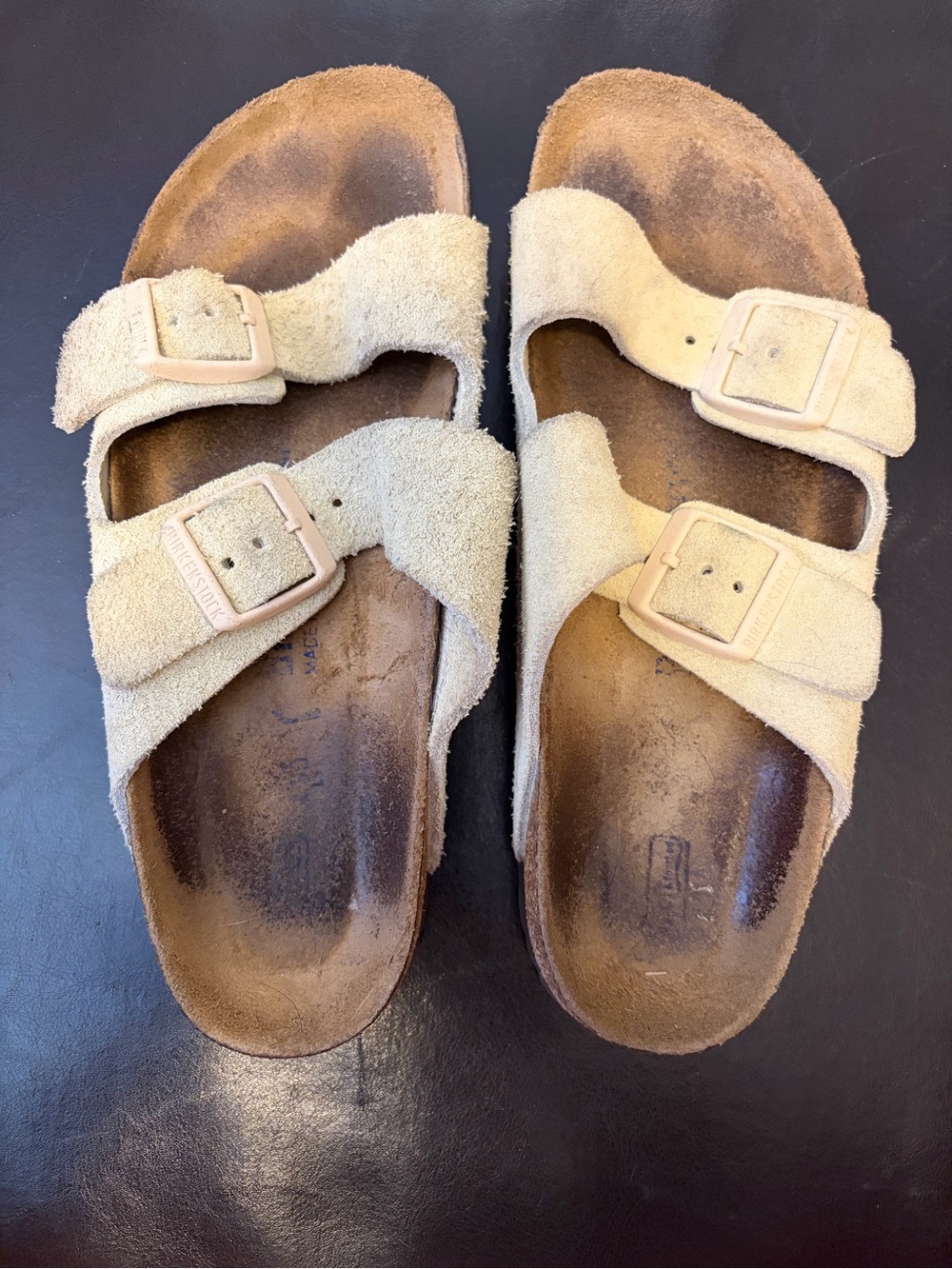 Arizona Birkenstock Antique White Suede Sandals